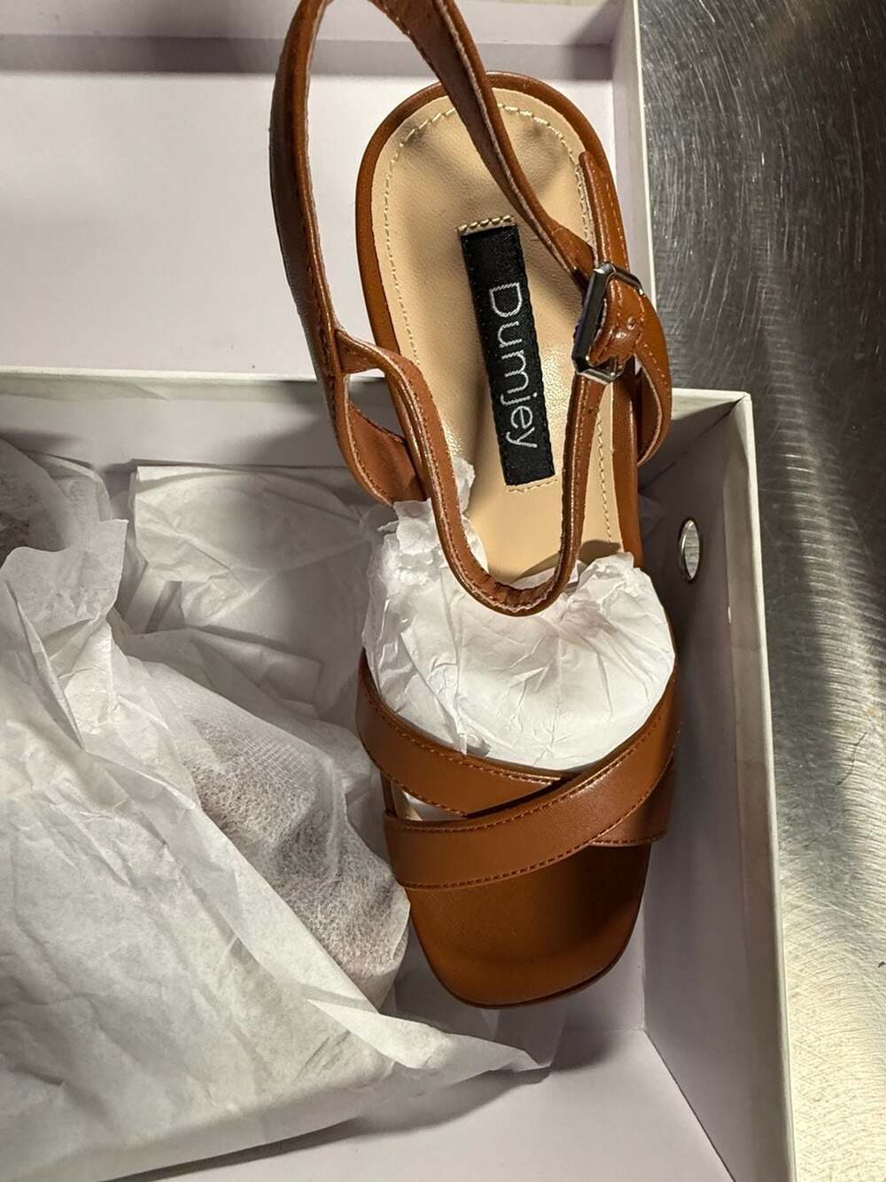 Dumjey Brown Platform Block Heel Sandals Size 5.5